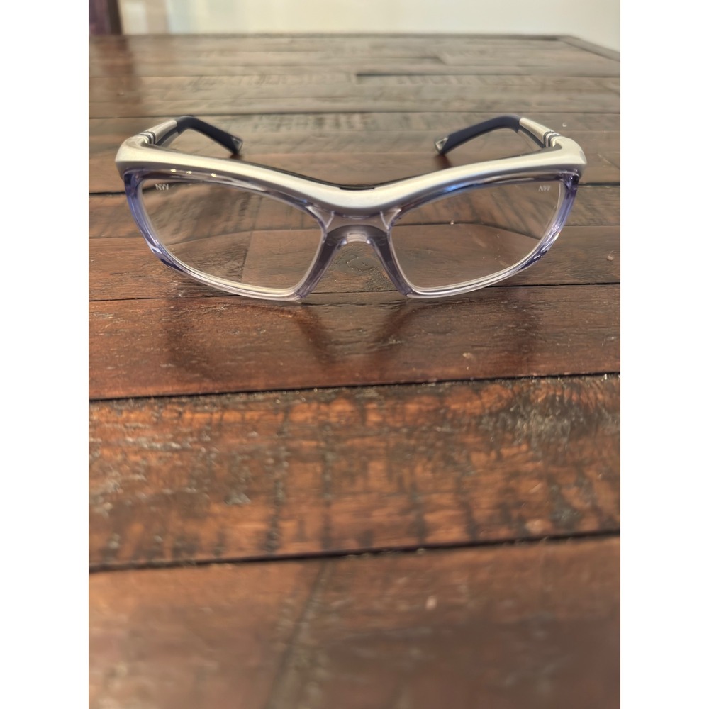 Leader OG228S Sports Goggles Silver Navy Blue Protective Eyewear Clear Lens